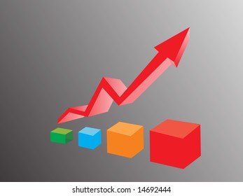 business graph and arrow isolated on black, wallpaper