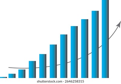 Business Graph With  Arrow on White Background