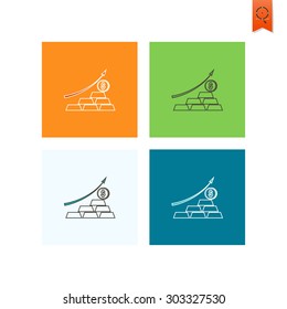 Business Graph with Arrow Pointing Up. Business and Finance, Single Flat Icon. Simple and Minimalistic Style. Vector