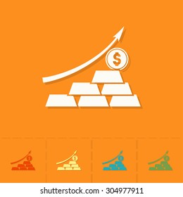 Business Graph with Arrow Pointing Up. Business and Finance, Single Flat Icon. Simple and Minimalistic Style. Vector