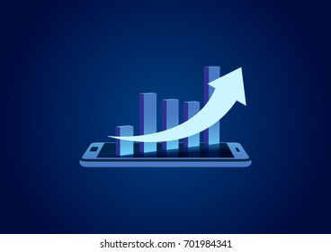 Business Graph with Arrow Up Vector Illustration
