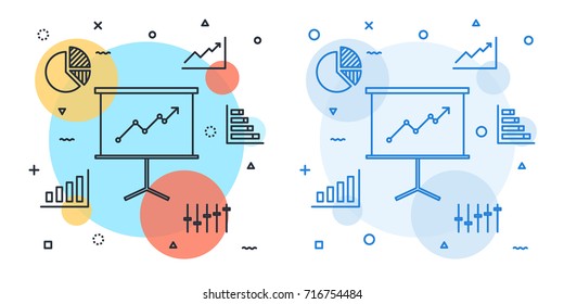 Business graph avatar icon suitable for info graphics. Business graph concept with line icons set.