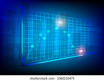 business graph blue background