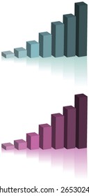 Business Graph - in blue or red isolated on white - vector illustration