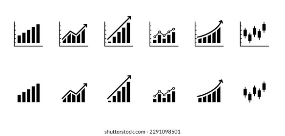 Grafo de negocios o garrote de velas. Progreso del crecimiento de las caricaturas. Gráfico financiero con gráfico de línea ascendente y números en el mercado de valores. Gráfico gráfico de las operaciones de inversión en el mercado de valores, concepto de crecimiento creciente.