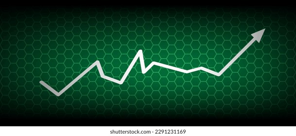 Grafo de negocios o garrote de velas. Progreso del crecimiento de las caricaturas. Gráfico financiero con gráfico de línea ascendente y números en el mercado de valores. Gráfico gráfico de las operaciones de inversión en el mercado de valores, concepto de crecimiento creciente.