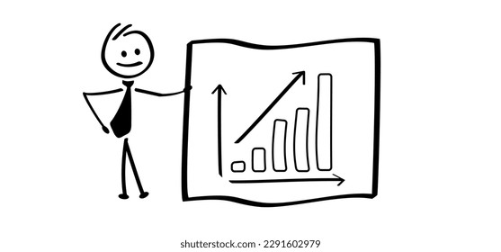 Business graph or candle stick. Cartoon growth progress. Financial chart with uptrend line chart and numbers in stock market. Graph chart of stock market investment trading, Growing growth concept.