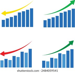 business graph chart up arrow down arrow vector