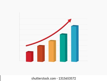 Business graph and chart. Up arrow graph. Successful concept. Vector illustration