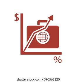 Business graph and chart icon, vector illustration. Flat design style.