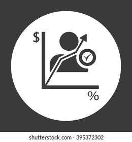 Business graph and chart  icon, vector illustration. Flat design style 