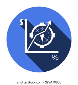 Business graph and chart icon, vector illustration. Flat design style