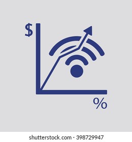 Business graph and chart icon, vector illustration. Flat design style