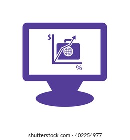 Business graph and chart icon, vector illustration. Flat design style