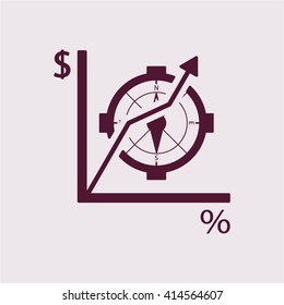 Business graph and chart icon, vector illustration. Flat design style