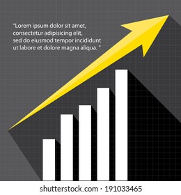 Business graph and chart on black background. vector illustration