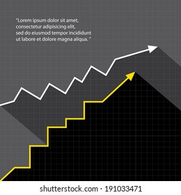 Business graph and chart on black background. vector illustration