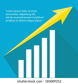 Business graph and chart on blue background. vector illustration