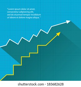 Business graph and chart on blue background. vector illustration
