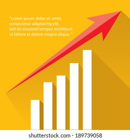 Business graph and chart on orange background. vector illustration