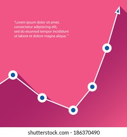 Business graph and chart on pink background. vector illustration