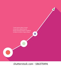 Business graph and chart on pink background. vector illustration