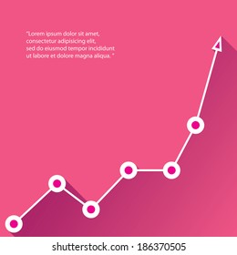 Business graph and chart on pink background. vector illustration