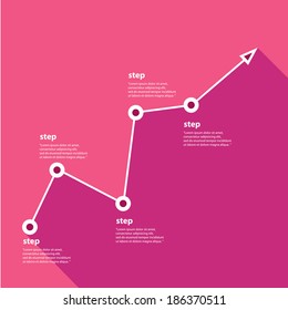 Business graph and chart on pink background. vector illustration