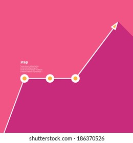 Business graph and chart on pink background. vector illustration