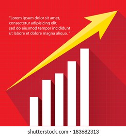 Business graph and chart on red background. vector illustration