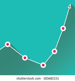 Business graph and chart on stylish turquoise background. vector illustration