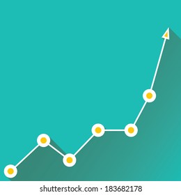 Business graph and chart on stylish turquoise background. vector illustration