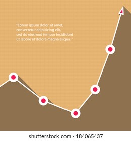 Business graph and chart on stylish old carton paper background. vector illustration