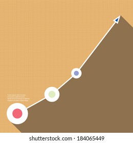 Business graph and chart on stylish old carton paper background. vector illustration