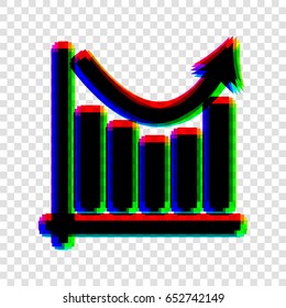 Business graph charts. Vector. Black icon with red-green-blue contours on transparent background.