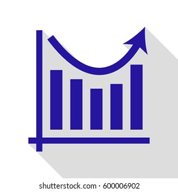 Business graph charts. Vector. Blue icon with flat style shadow path on white background.
