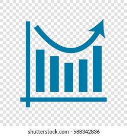 Business graph charts. Vector. Cerulean icon on transparent background.