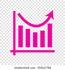 Business graph charts. Vector. Magenta icon on transparent background.