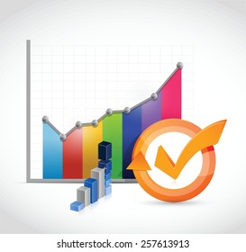 business graph check mark cycle illustration design over white