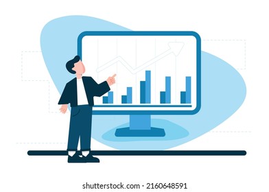 business graph graph competence learn skill graphics graphics screen men infographics blue white background