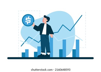 competencia del grafo de negocios aprender habilidades gráficos pantalla de gráficos hombres infografía fondo blanco azul