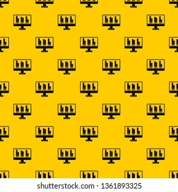 Business graph at computer screen pattern seamless vector repeat geometric yellow for any design