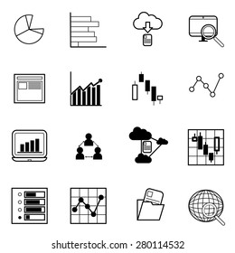 business graph ,data analysis and chart icons set vector illustration For Mobile, Web And Applications