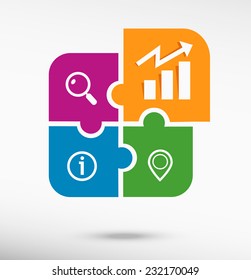Business graph design element on colorful jigsaw puzzle 