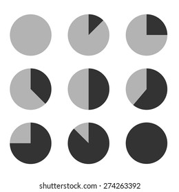 Business Graph diagram chart icon set for design presentation in vector, pie chart in mono tone
