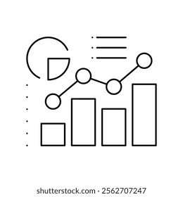 Business graph and diagrams. Isolated vector outline icon on white. EPS 10 chart and analysis. Can be used for any platform or purpose. Action promotion and advertising mockup