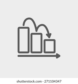 Business graph down icon thin line for web and mobile, modern minimalistic flat design. Vector dark grey icon on light grey background.