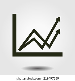 Business graph. Flat icon of graph