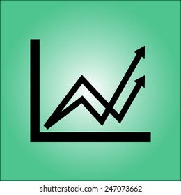 Business graph. Flat icon of graph