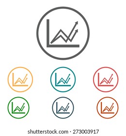 Business graph. Flat icon of graph